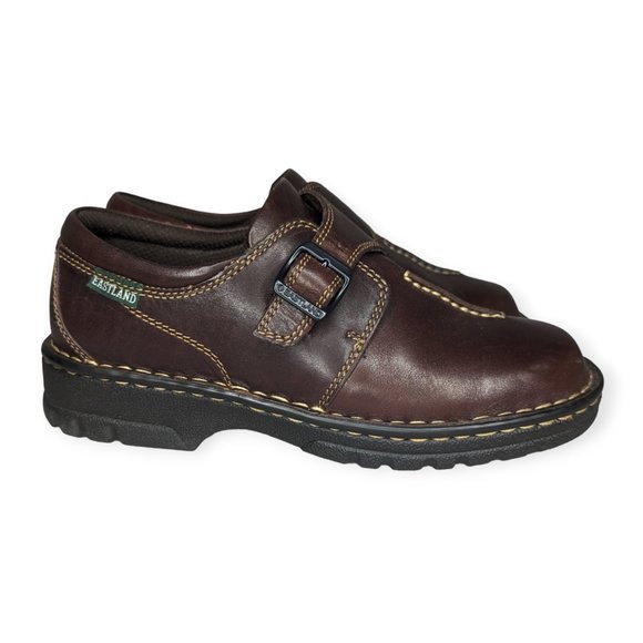 Eastland Syracuse Chunky Y2K Brown Leather Loafers Lug Sole Size 8 1/2M - Picture 2 of 9